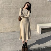 레몬소울 베링 플레어 골지 니트 원피스