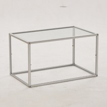 마리 에델린B 투명 유리 큐브 800 테이블, 실버