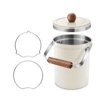 바겐슈타이거 스텐304 음식물 쓰레기통 3L + 봉투걸이 2종 세트, 아이보리(쓰레기통)
