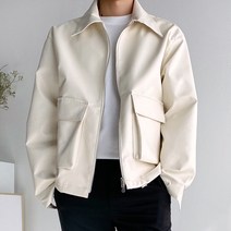 머시따 남성용 오버핏 포켓 레자 블루종 자켓