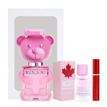모스키노 토이 2 버블검 EDT 30ml + 우드 디스퀘어드 2 뿌르팜므 미니어처 EDT + 공병 레드 + 박스 세트, 1세트