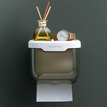 심플 화장실 방수 투명 아크릴 두루마리 휴지케이스, 블랙, 2개