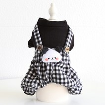파스텔펫 강아지 체크 판다 솜털기모 멜빵 올인원 타입A, 혼합색상