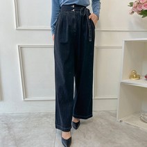 여성용 핀턱 밴딩 와이드 데님 팬츠 79864