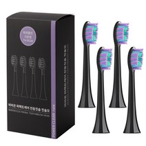 바비온 퍼펙트케어 음파 전동칫솔모 파워클린 블랙 4p, 1세트