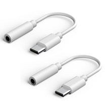 프라임큐 삼성 갤럭시 스마트폰 USB C-3.5mm 이어폰 젠더 2p, 화이트