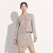 미쏘 여성용 라운드넥 트위드 정장자켓