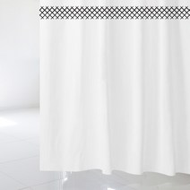 수풀 북유럽 스타일 샤워커튼 SC729 L 1800 x 1880 mm + 스테인리스 고리 12p + 커튼봉 화이트 세트, 1SET_KOR