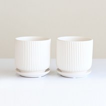 도시정원 모던 파스텔 줄무늬 도자기화분 2p, 화이트