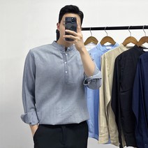머시따 남성용 버튼 포인트 헨리넥 셔츠
