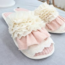 집에 자연 프릴 러블리 거실 실내화, 핑크