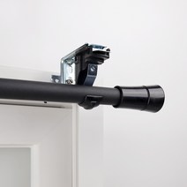 창안애 못없이 설치하는 커튼봉 안뚫어고리 세트 이지홀더 메탈 + 플레인 커튼봉, 블랙