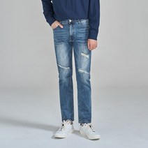 클로니아 남성용 데미지 빈티지 히든밴드 세미 일자 청바지 CU6M85