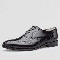 보닌 천연소가죽 비브람솔 흑복스 핸드메이드 윙팁구두 JH061BK