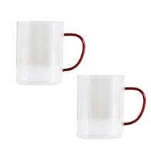 제이테이블 컬러핸들 내열유리 머그컵 460ml, 브라운, 2개