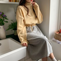 린다샵 푸리번 박시 반집업 배색 후드 롱 원피스 OPS7231K1C