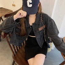레몬소울 빅사이즈 이코 루즈핏 크롭 데님자켓