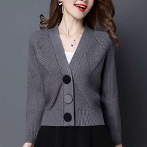 여성용 MA 빅 단추 세련 니트 가디건
