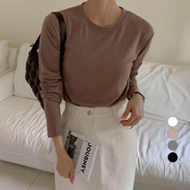 바블링브룩 여성용 베이직 텐셀 라운드 긴팔 티셔츠