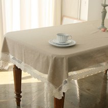 앤코튼 면레이스 린넨 테이블보, 오트밀, 직사각 2인용(100 x 130 cm)