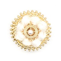 웨빙 금속 포인트 사슬 단추 25mm, 골드화이트, 1개