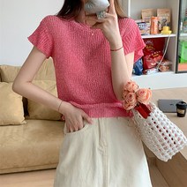 레몬소울 여성용 쌀라드 라운드 썸머 니트