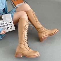 라블 기모 안감 레이스업 롱 부츠