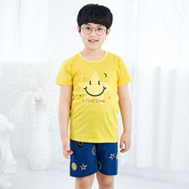 키즈라인 아동용 해피스마일 5부 여름용 반팔 실내복 상하세트