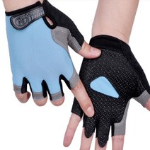 언헤브 사이클링 피트니스 반 손가락 장갑 양손 세트 스타일1, C 라이트 블루