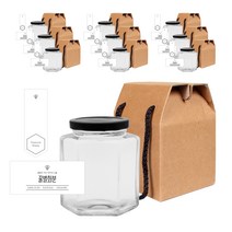 육각 꿀병 500g + 블랙캡 랜덤발송 + 심플 꿀벌화분 S 스티커 + 봉인 + 박스 세트, 10세트