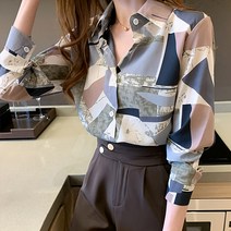 레몬소울 오치드 패턴 카라 블라우스