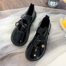 여성용 동그리 리본 단추포인트 단화