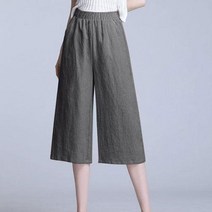 풍깍쟁이 여성용 캐주얼 포켓 밴딩 린넨 바지
