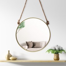 빈티지 스트랩 벽거울 60cm, 골드