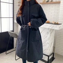 여성용 스트링 패딩 야상 코트