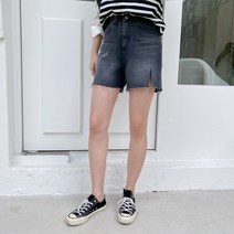 여성용 원티드 컷팅 워싱 데님 4부 하프 팬츠 cppt10658k28