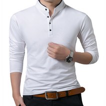 남성용 마켓A 더블레이어드 버튼 헨리넥 티
