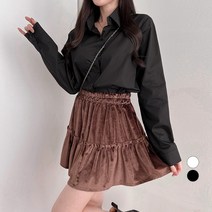 밀키버터 여성용 4계절 베이직 크롭 셔츠