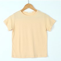 빼빼 여성용 데일리 U넥 기본 스판 반팔티셔츠
