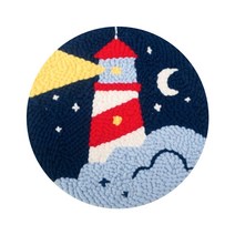 아이엠미니 DIY 펀치니들 자수 밤의 등대 + 받침대 + 4단 조절 바늘 세트, 1세트, 혼합색상