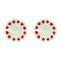 스트로베리 뜨개질 딸기 코스터 2p, 레드그린