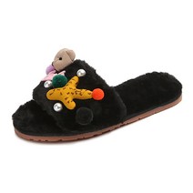 쁘띠제 여성용 딜리안 장식 털 슬리퍼