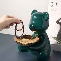 프랑온드 곰돌이트레이 인테리어 거실 장식품 귀여운 현관장식 인형소품, 그린