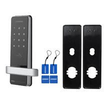 코맥스 무타공 주키 도어락 + 카드키 4p + 주키보강판 세트 CDL-400M, CDL-400M(블랙 / 주키보강판)