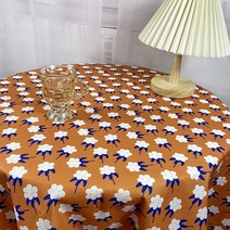 파라다이소 방수 패브릭 플라워 레트로무드 인테리어 식탁보, 브라운, 60 x 90 cm