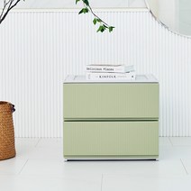 까사마루 트렌디 스트라이프 2단 서랍장 와이드 500 완제품, 올리브 그린