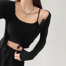 여성용 오늘의 심플 크롭 끈나시