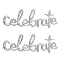 조이파티 이니셜 은박풍선 celebrate 2p, 실버, 1개