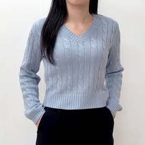 소라해 여성용 에펠 브이넥 세미크롭 긴팔 니트