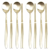 해모 공중부양 티타늄 수저 4벌세트, 골드, 숟가락 4p + 젓가락 4p